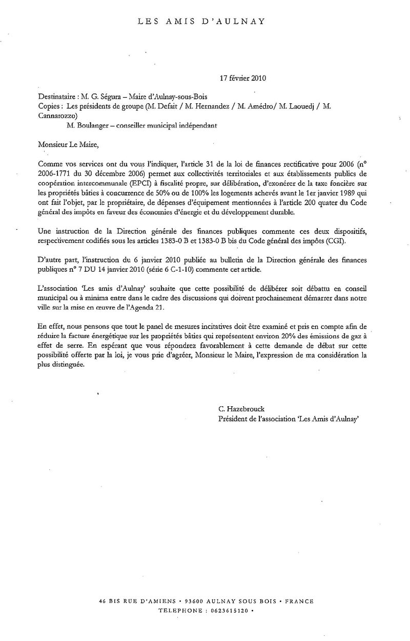 Lettre maire